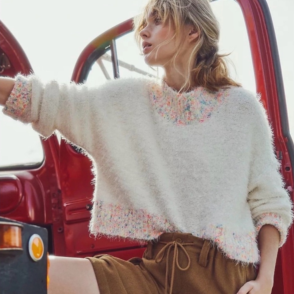 Free People Stardust Pullover in Gardenia